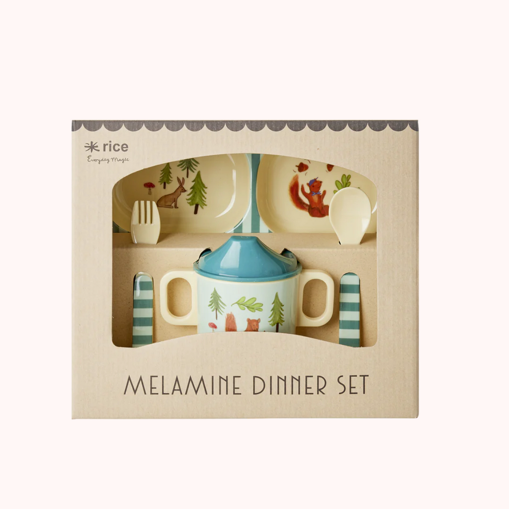 Rice Geschenkset Geschirr Baby Happy Forest Blue Melamin