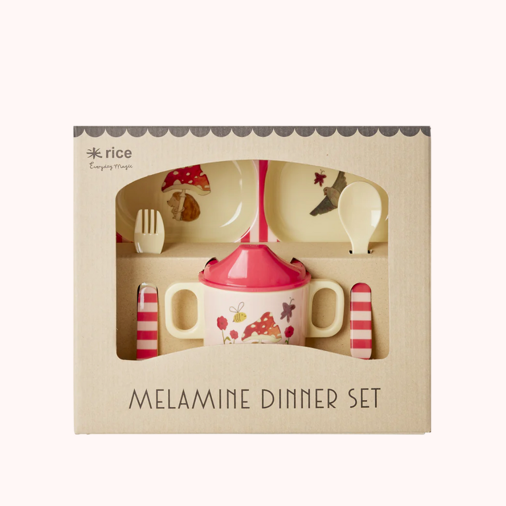 Rice Geschenkset Geschirr Baby happy forest pink Melamin