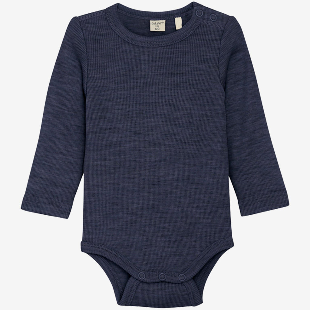 CelaVi Baby Body aus Merinowolle OEKO-Tex zertiviziert 330558  naval academy melange 7932