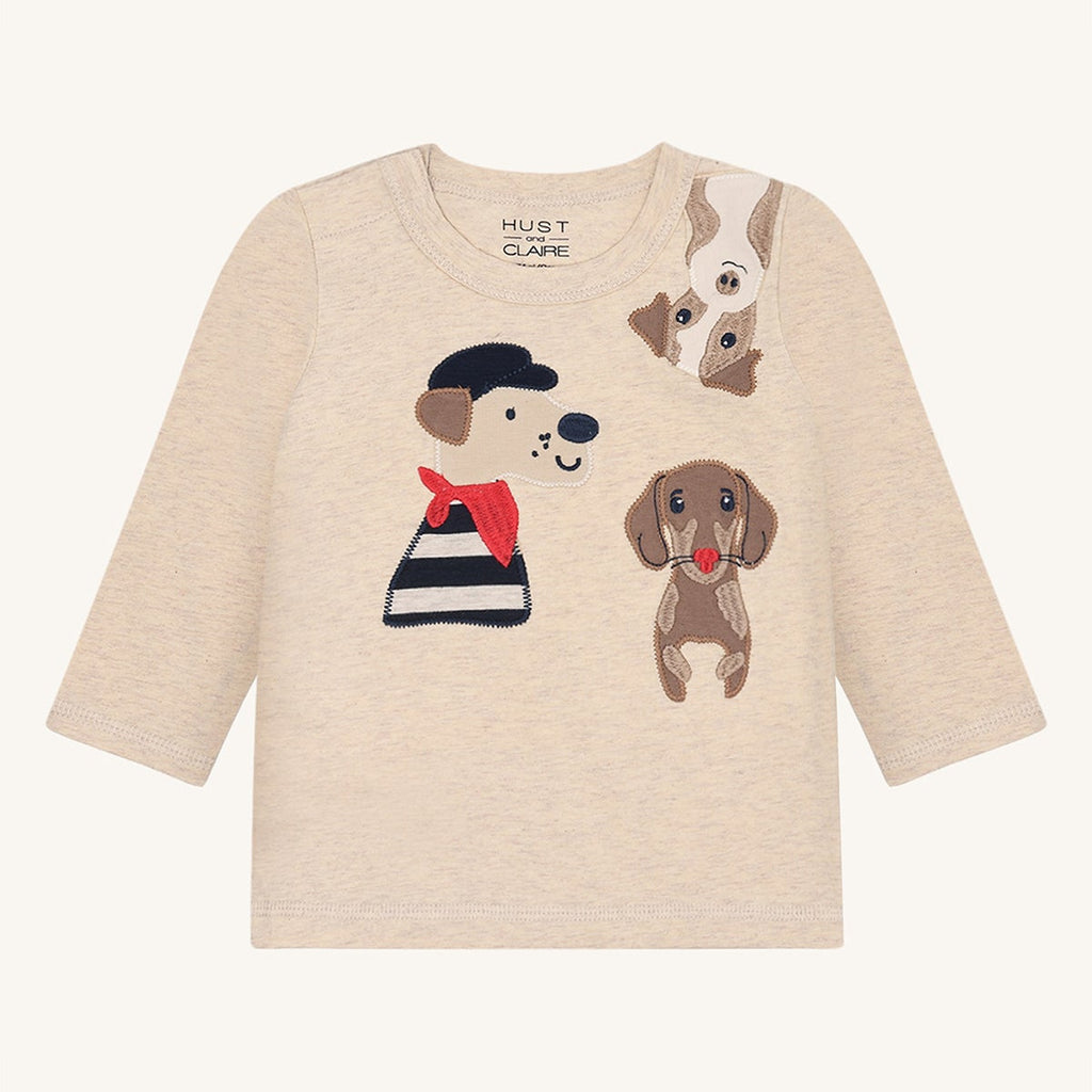 Hust & Claire Babyshirt T-Shirt HCAugust 44442 1290 wheat melange Hundeprint