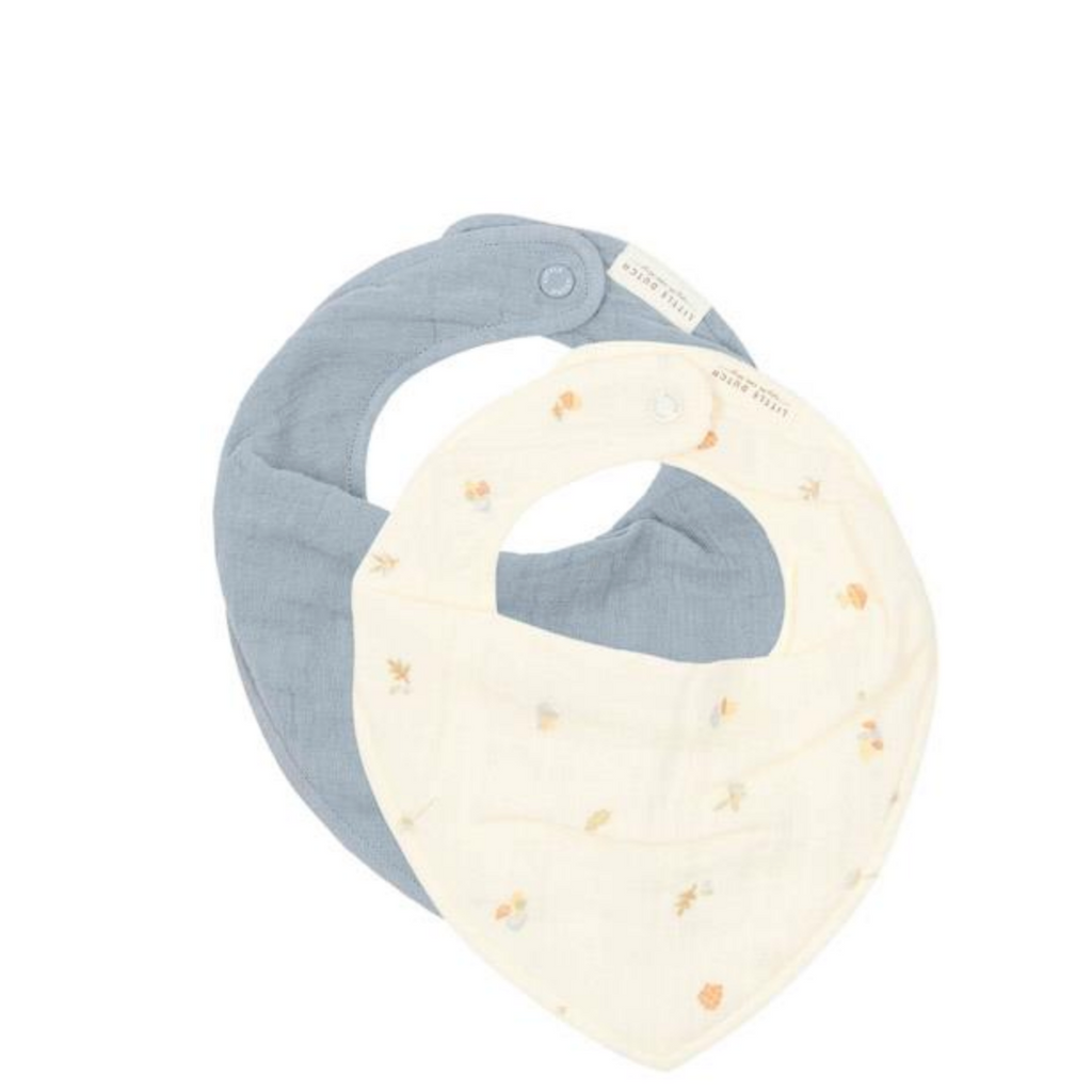 Little Dutch Bib Lätzchen muslin 2er Set Forest Treasures & Denim Blue