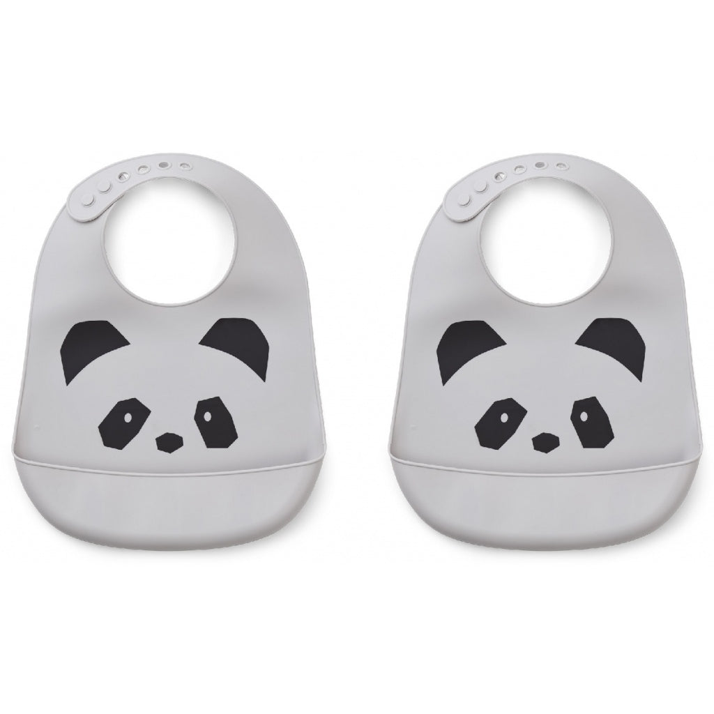 LIEWOOD - Set Lätzchen Bib Tilda Panda 2er Set Panda Dumbo Grey