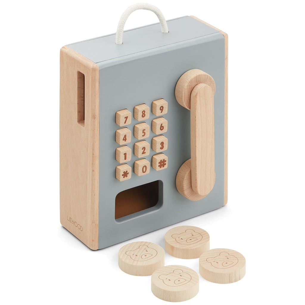 LIEWOOD - Spieltelefon Rufus aus Holz Golden Blue Fog Multi Mix